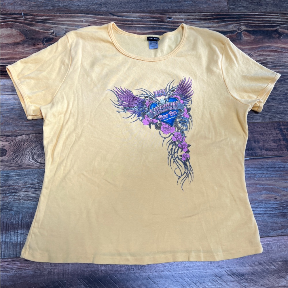 Silver For Her Yellow Graphic T-shirt Size XL Classic Fit